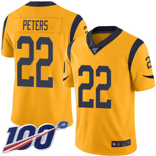 Los Angeles Rams Limited Gold Men Marcus Peters Jersey NFL Football #22 100th Season Rush Vapor Untouchable